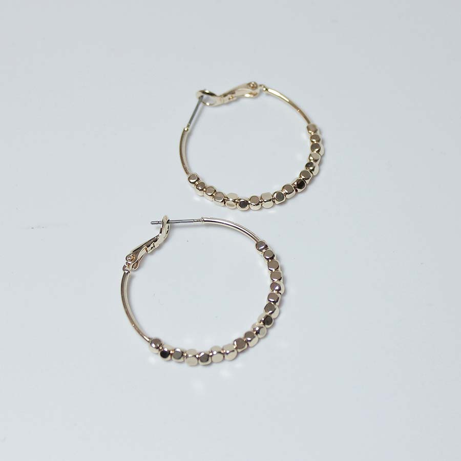 Hoops With Small Metal Beads Earrings - CE - 0621 - GD - Uneeka