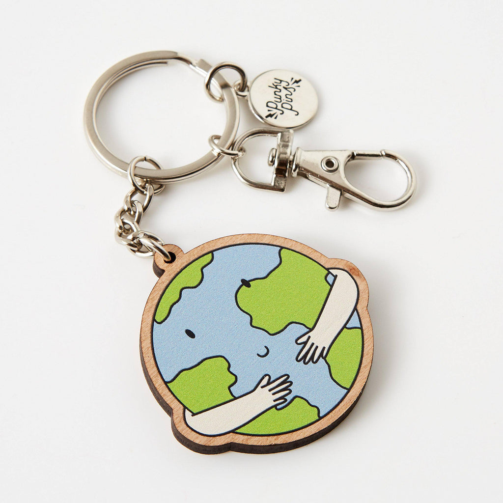 Hug The Earth Wooden Eco Keyring* - EA - KEY01 - Uneeka