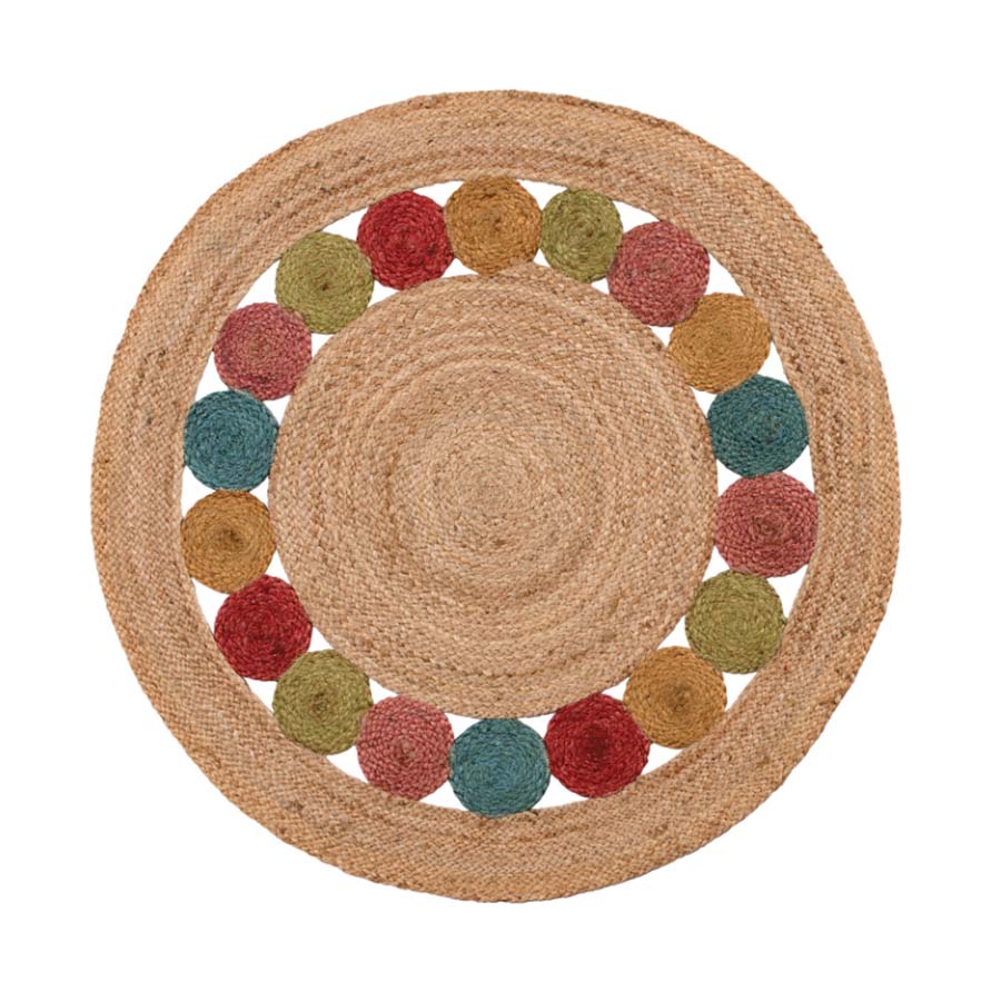 Hyde Jute Multi Circles Round Rug - R5890 - Uneeka