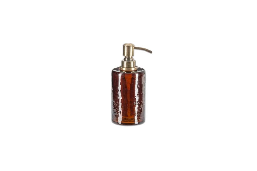 Ilcoso Recycled Hammered Amber Glass Soap Dispenser - IB0401 - Uneeka