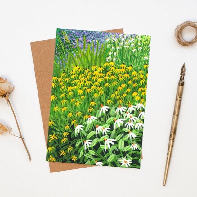 Illustrated Echinacea Garden Greeting Card - Echinacea - Uneeka