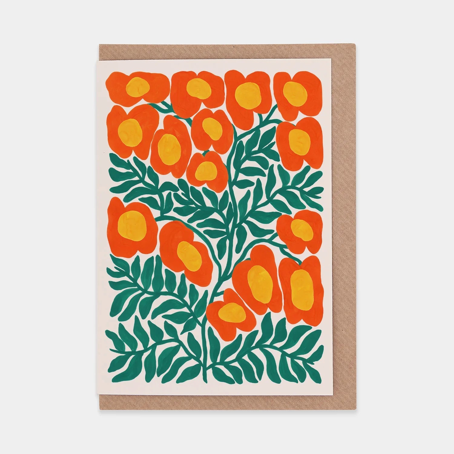 Illustrated Orange Flowers Greetings Art Card - LL - 52 - Uneeka