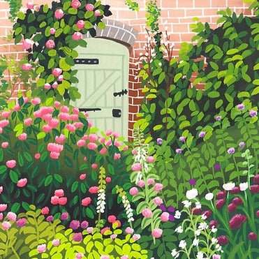 Illustrated Rose Cottage Garden Greeting Card - Rose Cottage - Uneeka