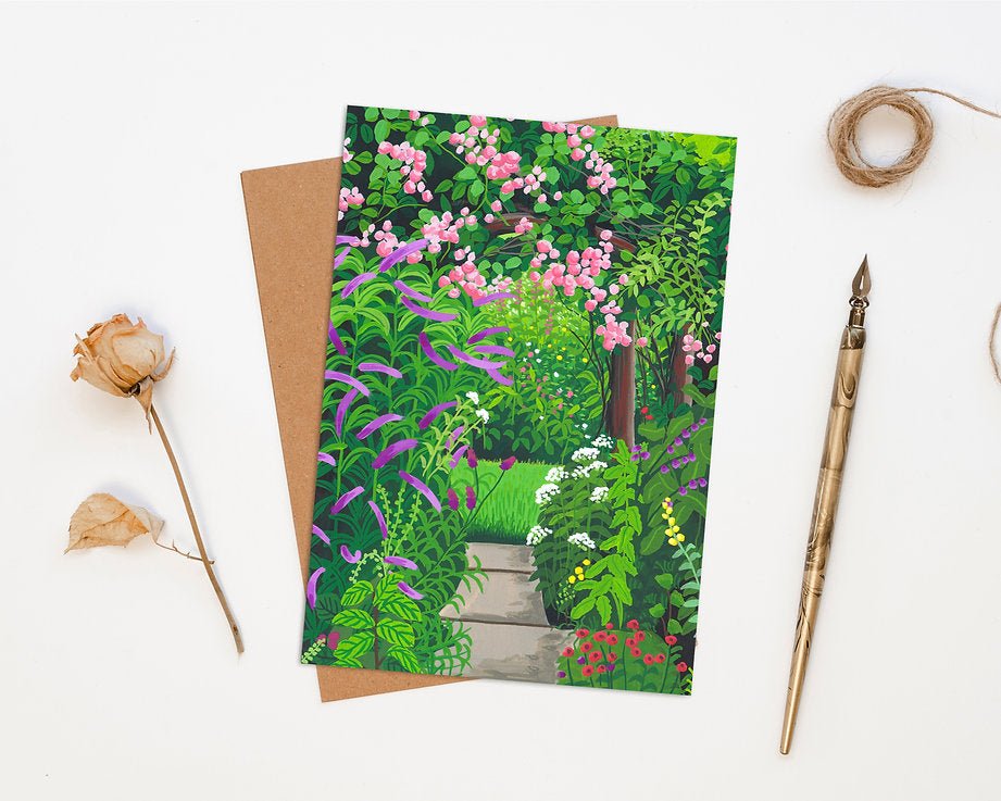 Illustrated Secret Garden Pathway Greetings Card - Secret Pathway - Uneeka