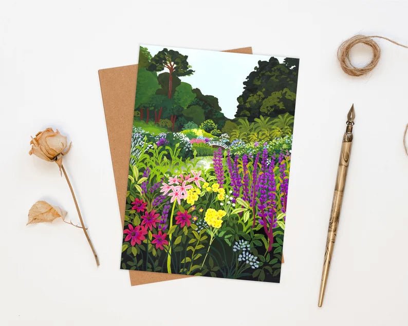 Illustrated Trebah Garden Greetings Card - Trebah Garden - Uneeka