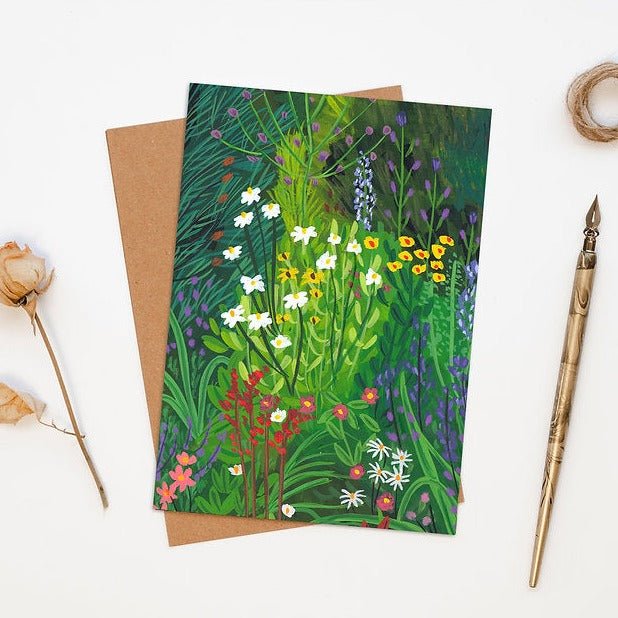 Illustrated Wild Flower Garden Greetings Card - Wildflower Garden - Uneeka