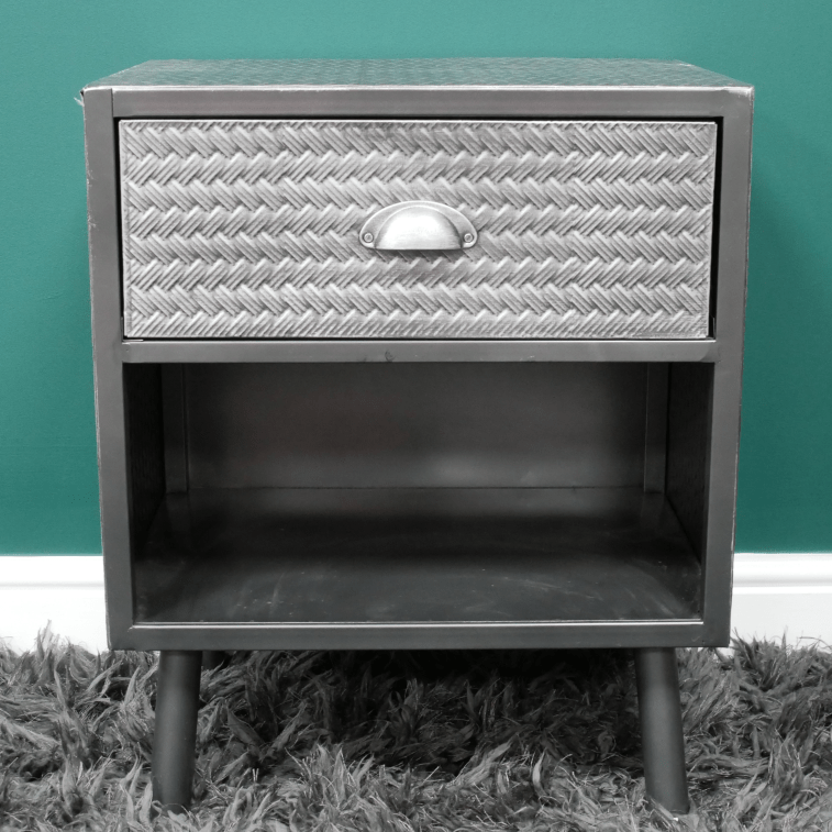 Industrial Bedside Cabinet with Shelf and Drawer - 8065 - Uneeka