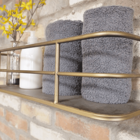 Industrial Golden Metal Shelf - 5463 - Uneeka