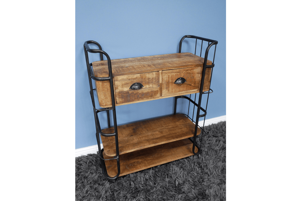 Industrial Iron & Mango Wood Shelving Unit - 7744 - Uneeka