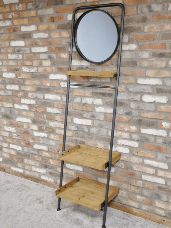 Industrial Leaning Shelves with Mirror - 5940 - Uneeka