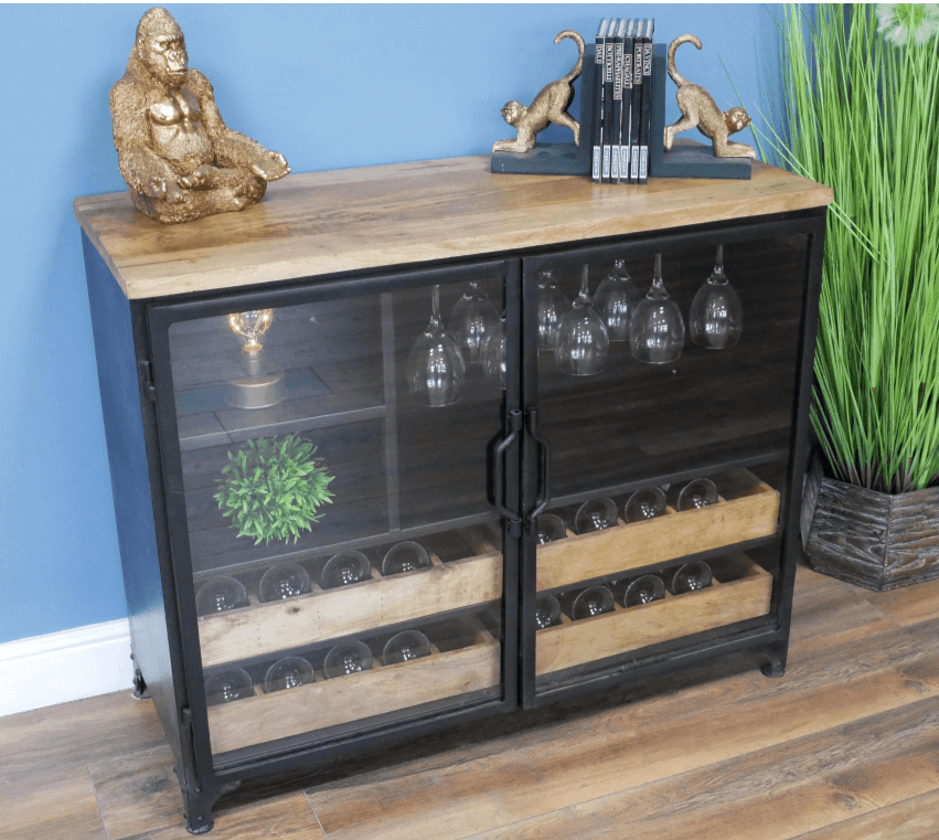 Industrial Mango Wood Bar Unit - 8096 - Uneeka