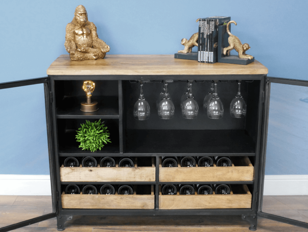 Industrial Mango Wood Bar Unit - 8096 - Uneeka