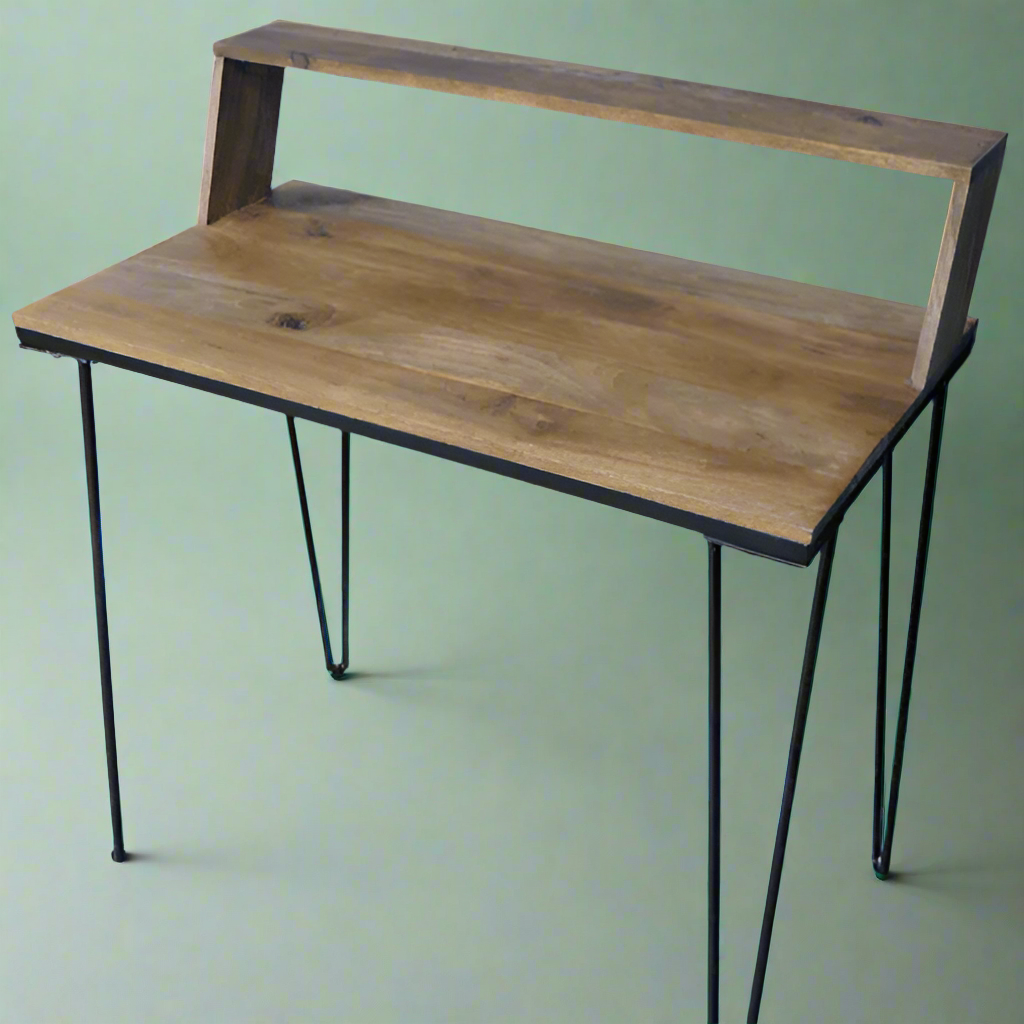 Iron and Mango Wood Industrial Desk - 7737 - Uneeka