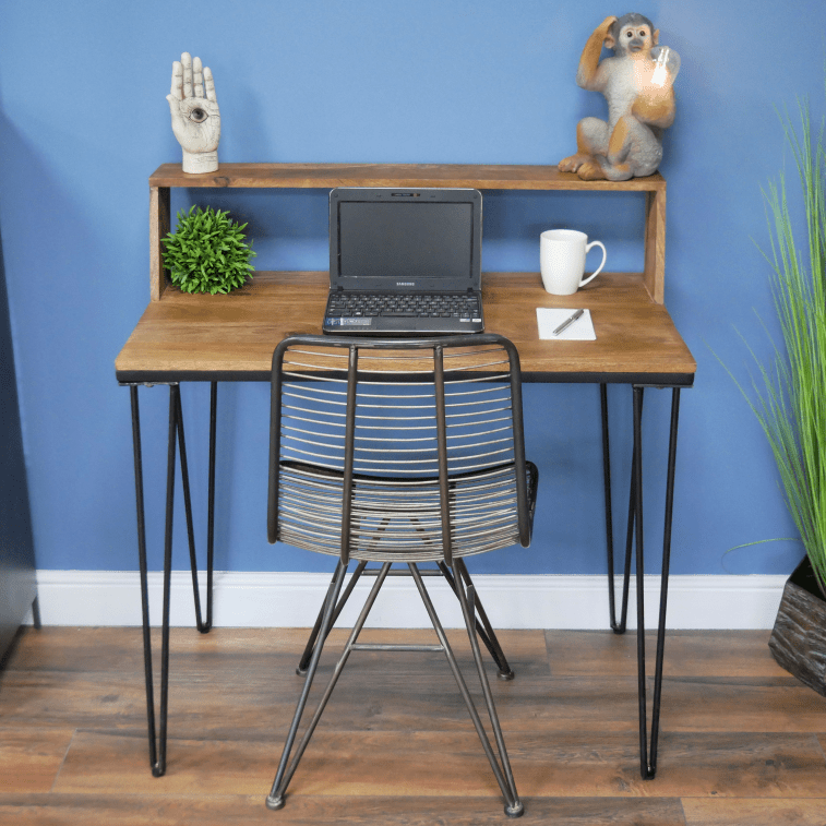 Iron and Mango Wood Industrial Desk - 7737 - Uneeka