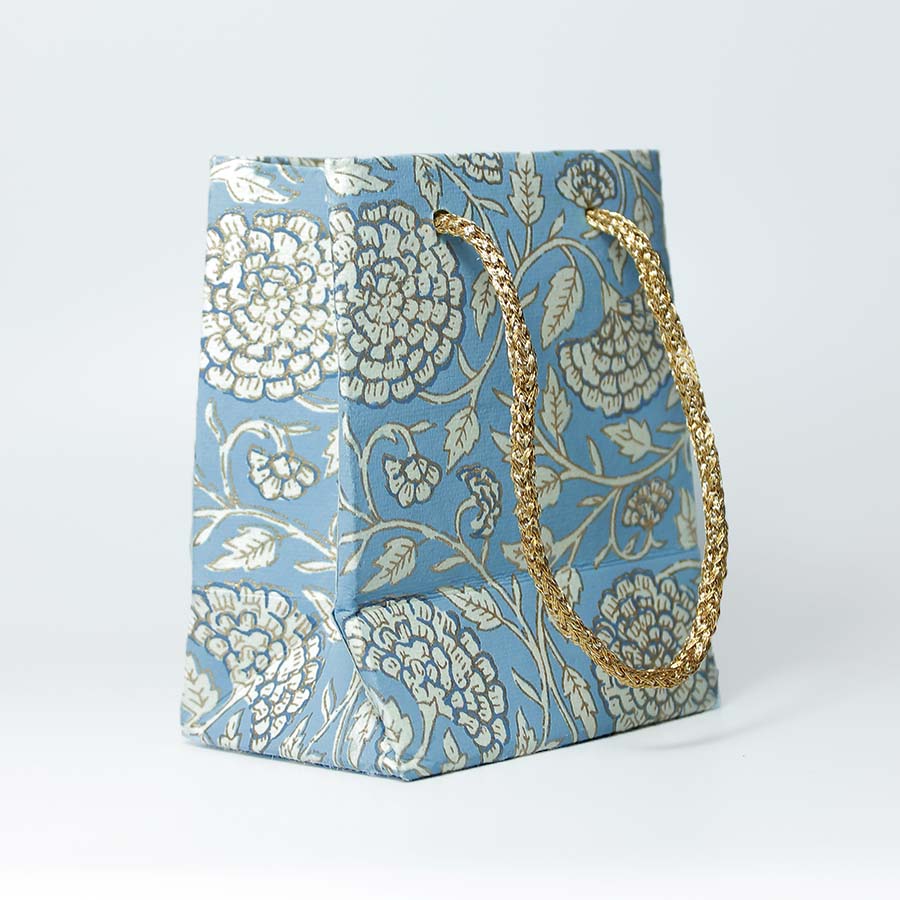 Jaipur Floral Gift Bags - GBG4002 - BLUE - MINI - GIFT - Uneeka