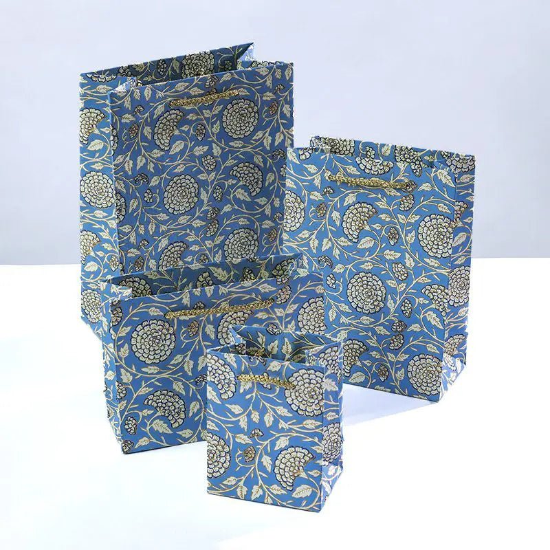 Jaipur Floral Gift Bags - GBG4002 - BLUE - SMALL - GIFT - Uneeka