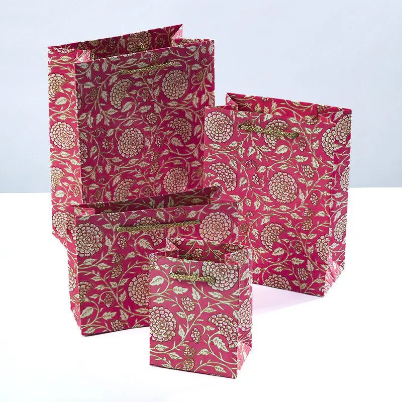 Jaipur Floral Gift Bags - GBG4002 - PINK - SMALL - GIFT - Uneeka