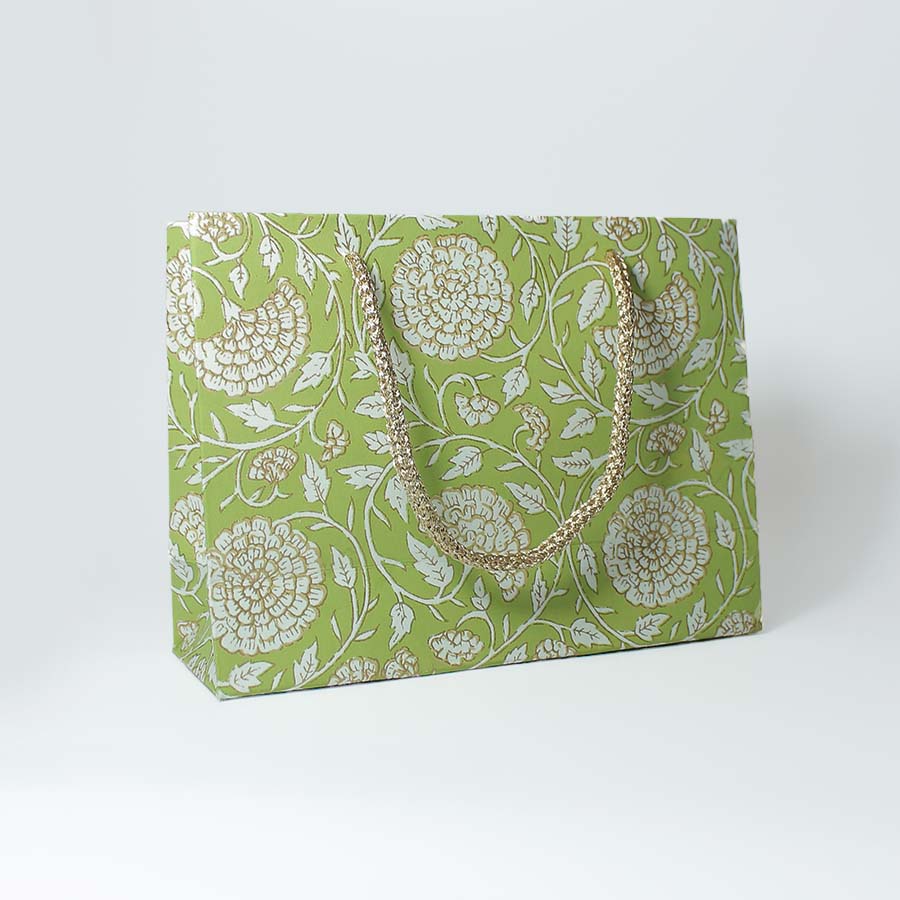 Jaipur Floral Gift Bags - GBG4002 - GREEN - SMALL - GIFT - Uneeka