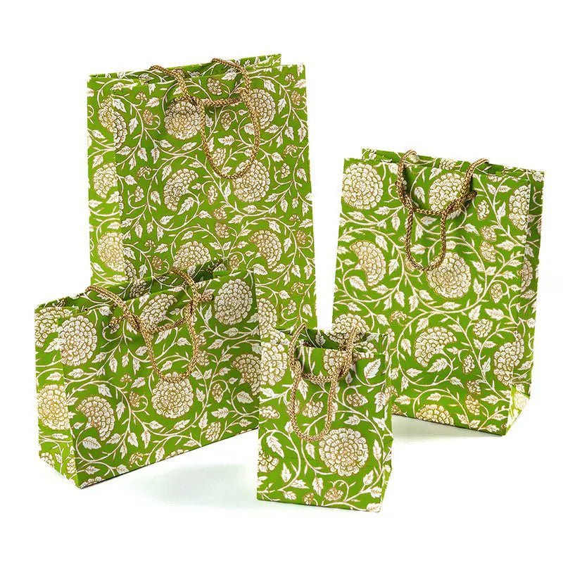 Jaipur Floral Gift Bags - GBG4002 - GREEN - MINI - GIFT - Uneeka