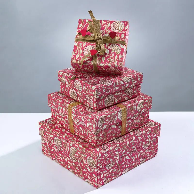 Jaipur Floral Square Gift Box - GBX4002 - PINK - SMALL - GIFT - Uneeka