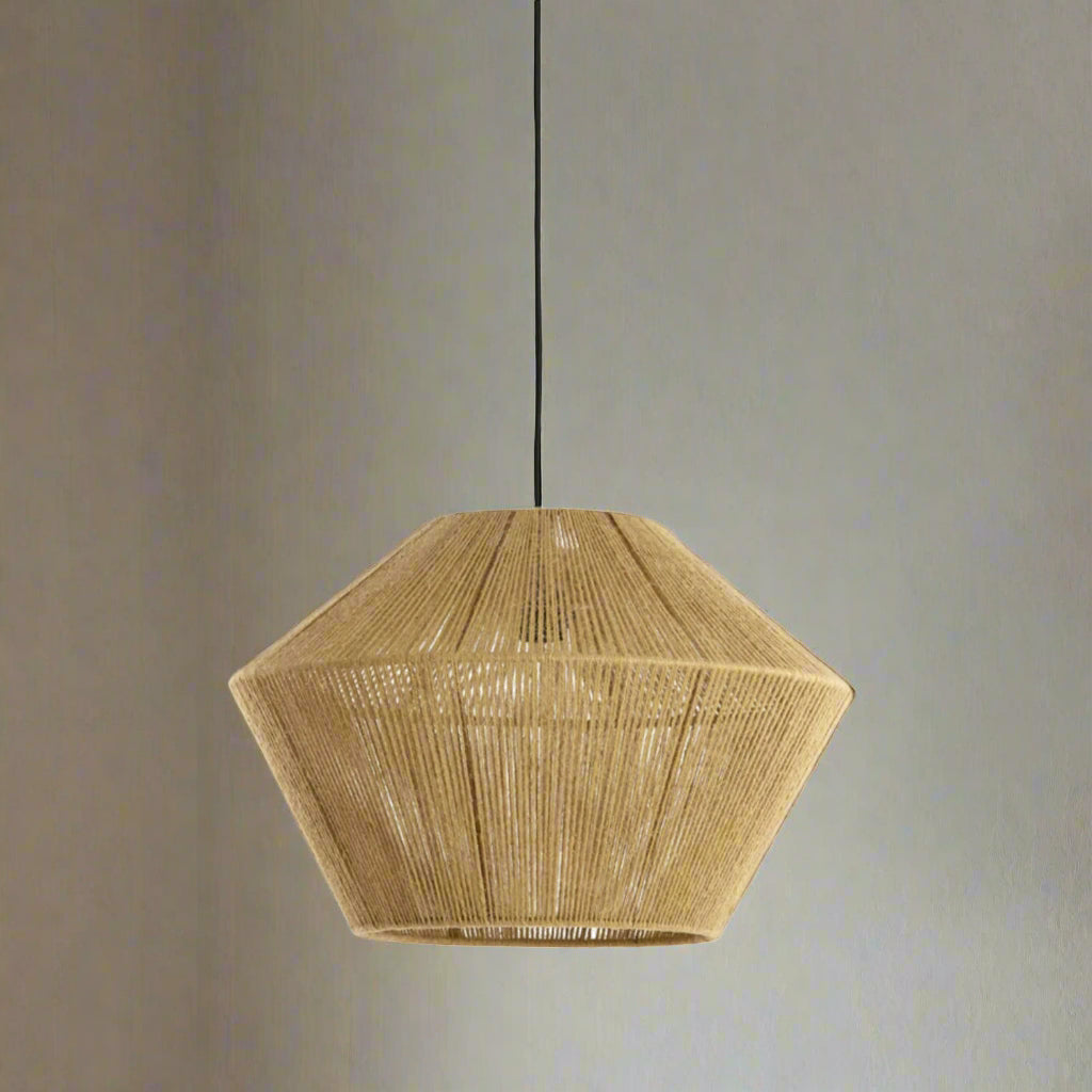 Jute Hexagonal Hanging Pendant Lamp - 2975876 - Uneeka