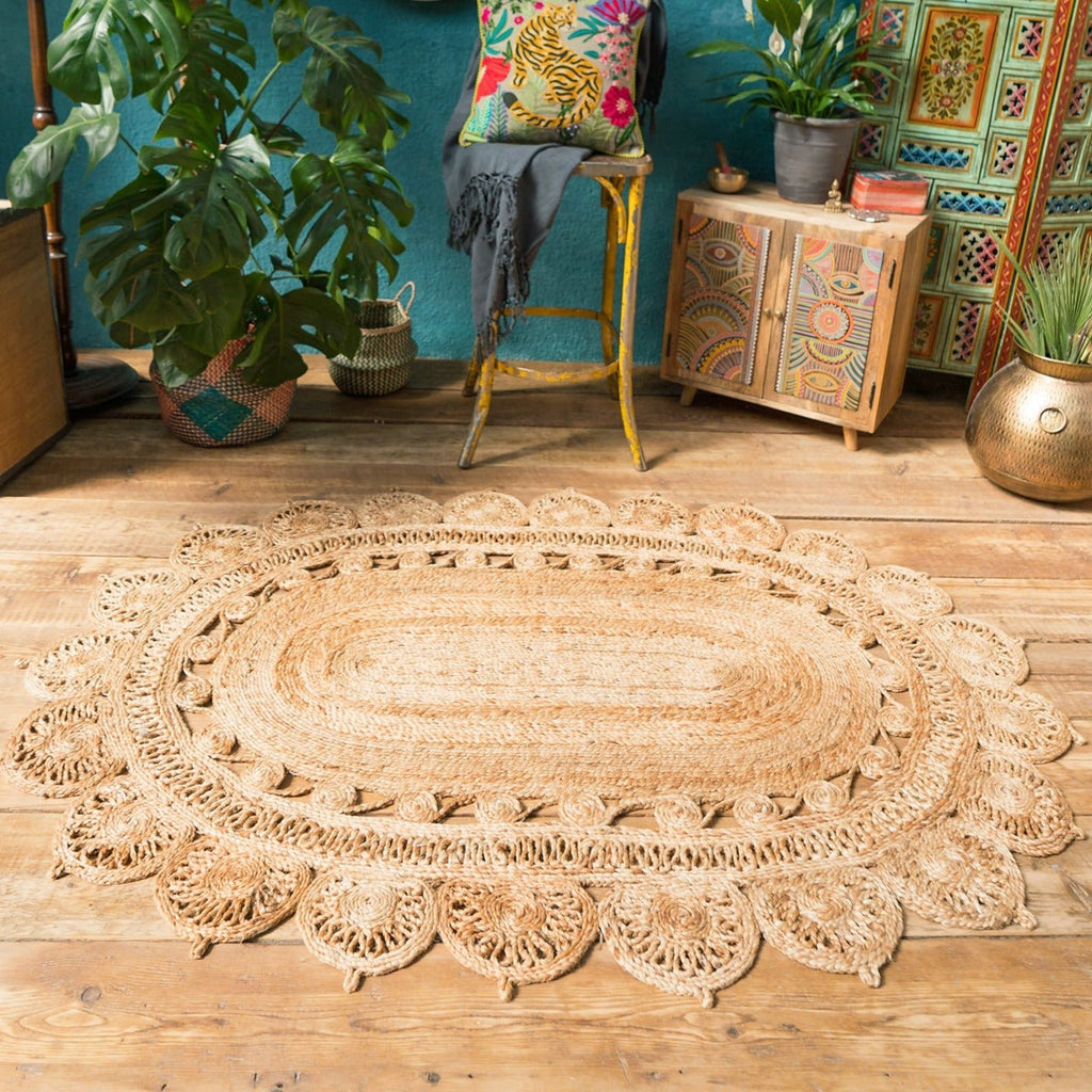 Kalavi Oval Jute Open Weave Braided Rug - R57OV46 - Uneeka