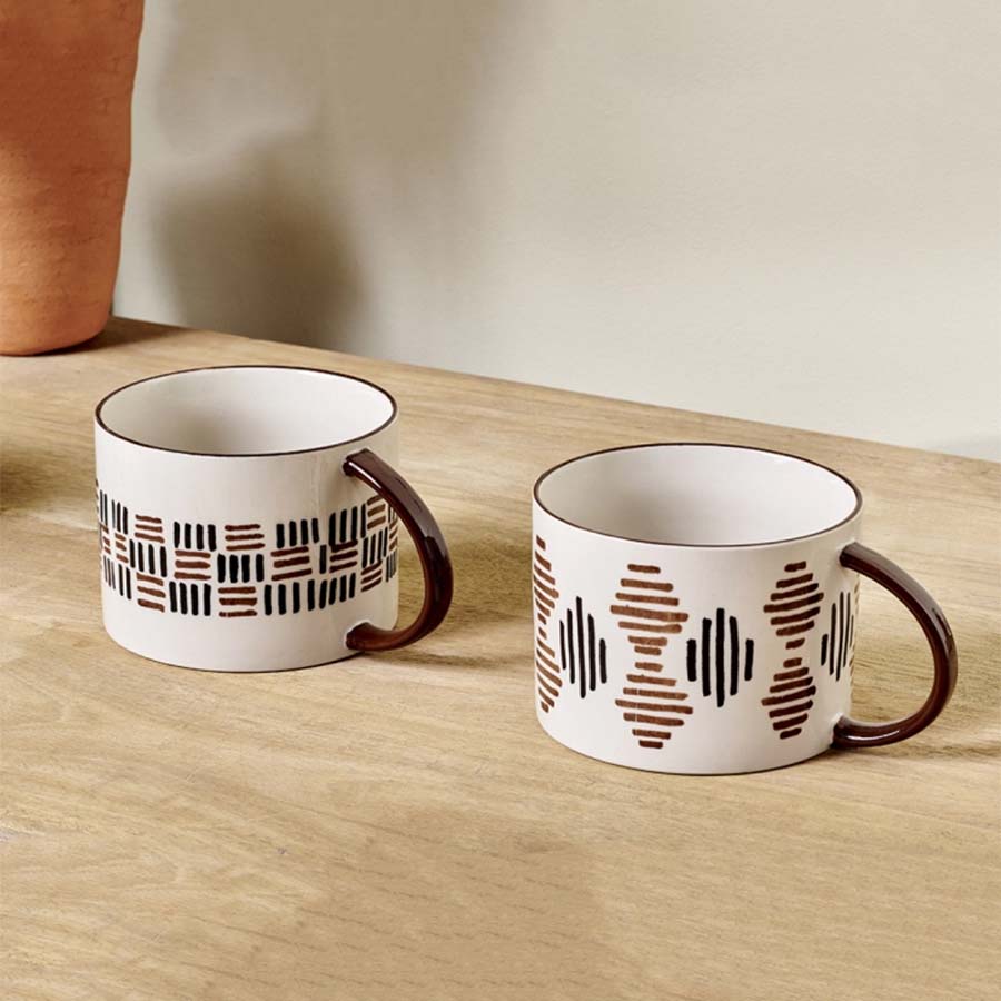 Karissa Brown & Black Pattern Ceramic Mug - KM2201 - B - Uneeka