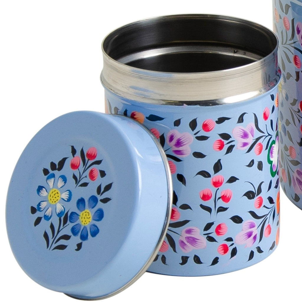 Ketaki Hand Painted Enamel Small Tea Canister - ENAMEL34 - Uneeka