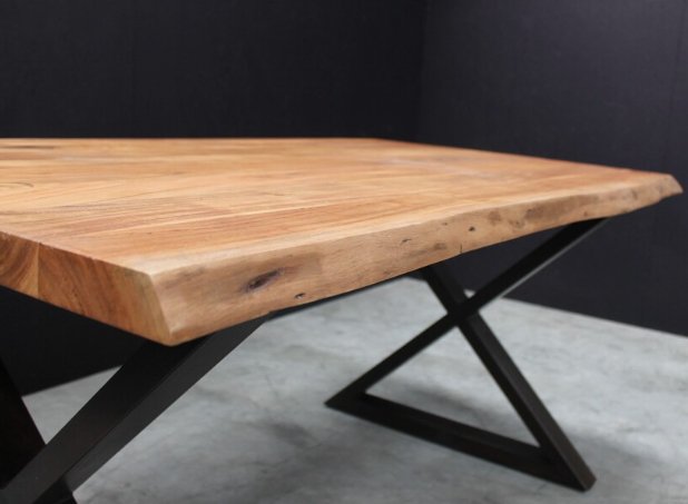 Kingdom Live Edge Cross - Legged Dining Table - OLD30 - Uneeka