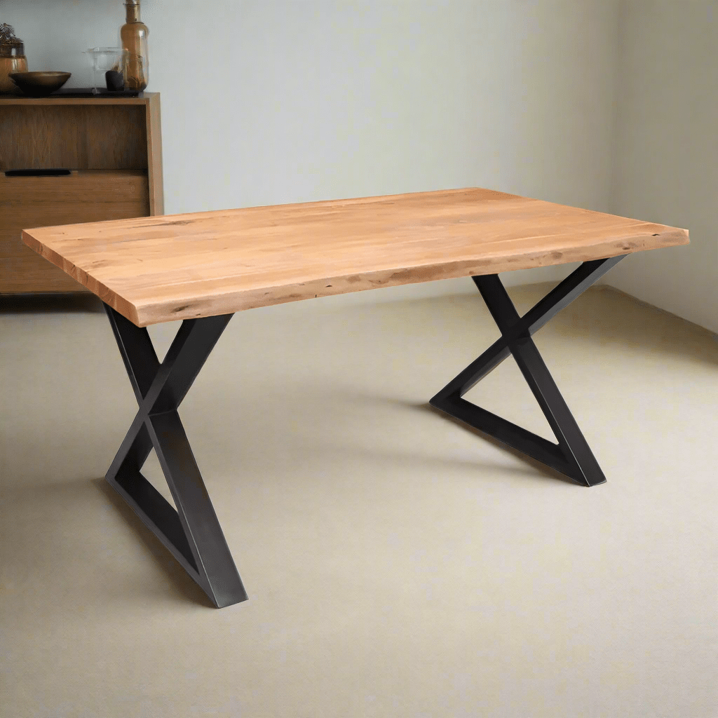 Kingdom Live Edge Cross - Legged Dining Table - OLD30 - Uneeka