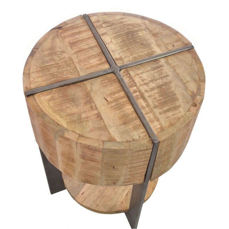 Kingdom Round Mango Wood Side Table - OLD04 - Uneeka