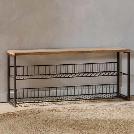 Kiyoma Iron & Natural Wood Low Standing Shelves - KA1801 - Uneeka