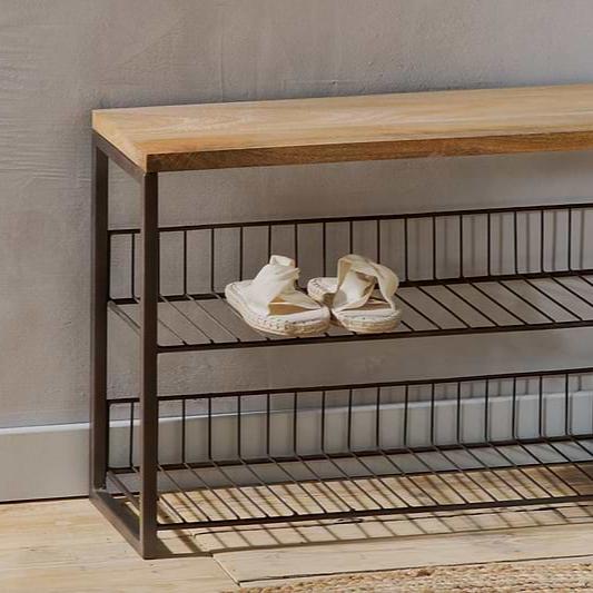 Kiyoma Iron & Natural Wood Low Standing Shelves - KA1801 - Uneeka