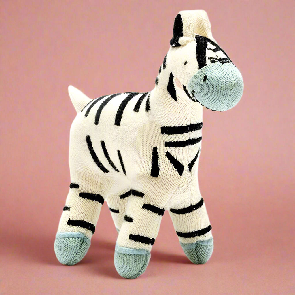 Knitted Organic Cotton Zebra Soft Toy - BY5807 - Uneeka