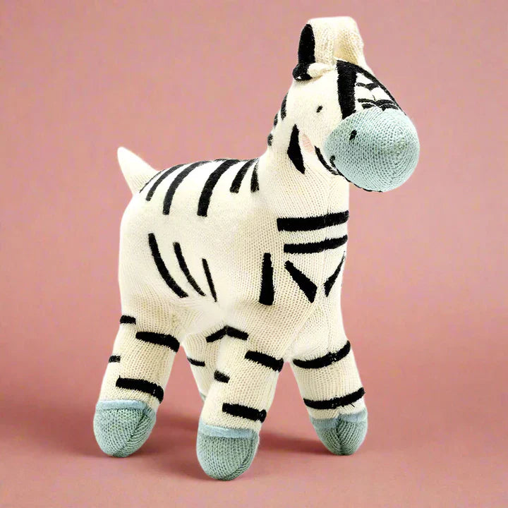Knitted Organic Cotton Zebra Soft Toy - BY5807 - Uneeka