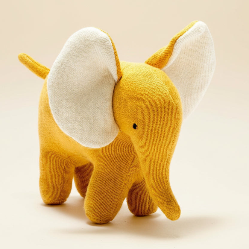 Knitted Organic Mustard Elephant Scandi Baby Toy - BY5803 - Uneeka