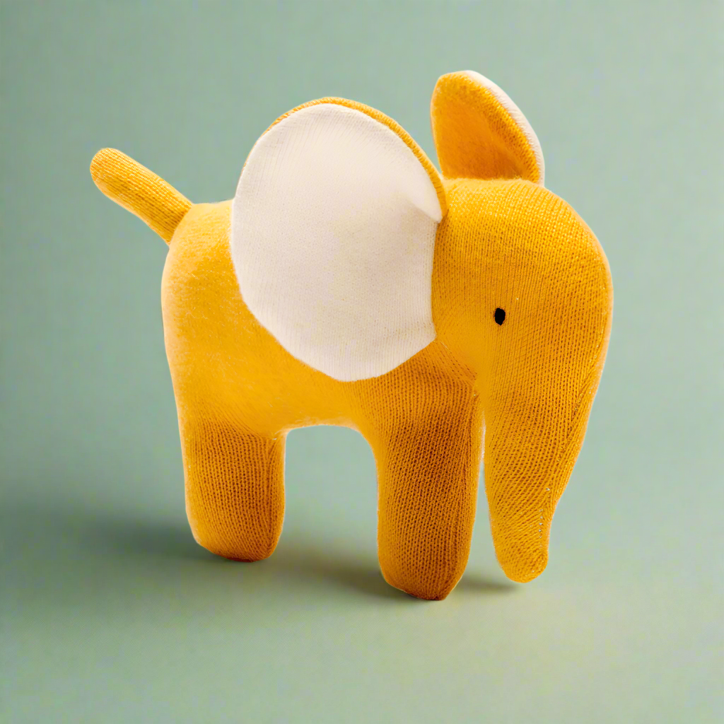 Knitted Organic Mustard Elephant Scandi Baby Toy - BY5803 - Uneeka