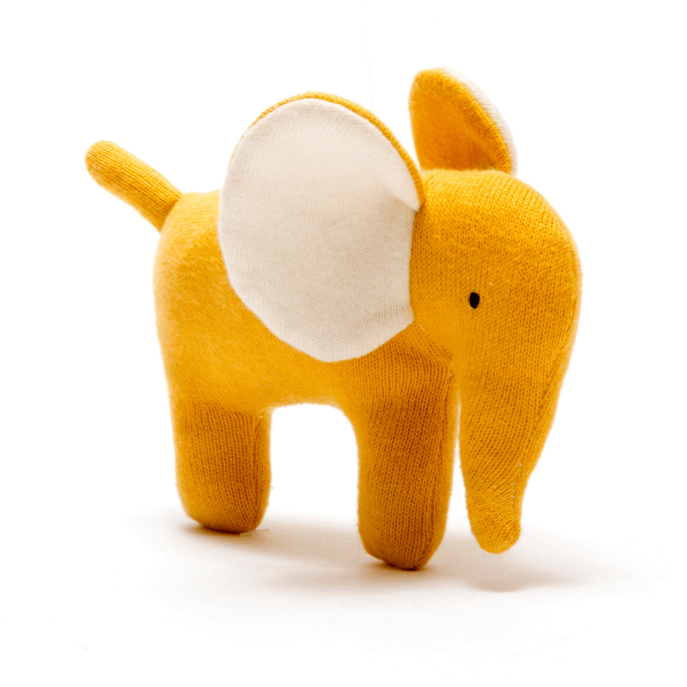 Knitted Organic Mustard Elephant Scandi Baby Toy - BY5803 - Uneeka