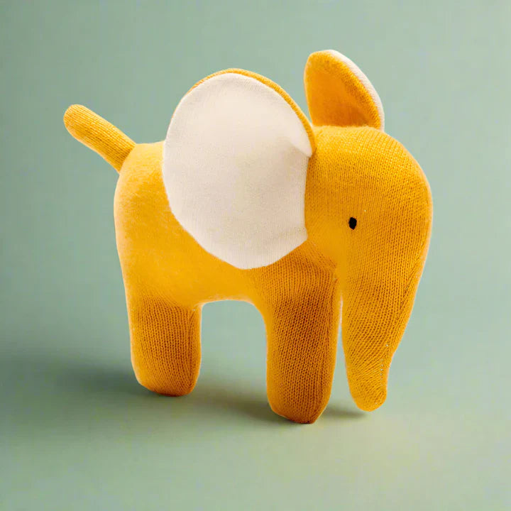 Knitted Organic Mustard Elephant Scandi Baby Toy - BY5803 - Uneeka
