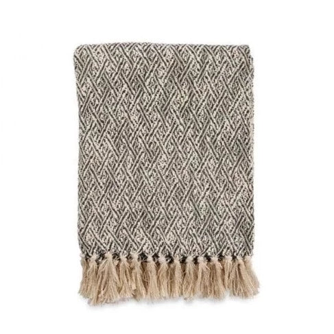 Kunvar Natural & Black Recycled Cotton Throw* - KT6701 - Uneeka