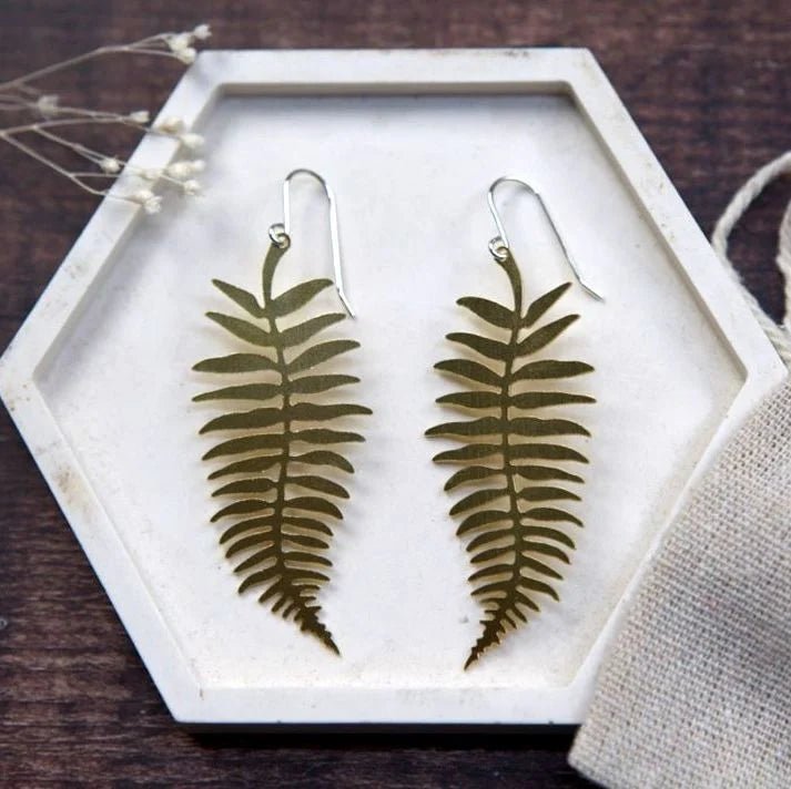 Large Assorted Shape Brass Earrings - LB014 Fern - Uneeka