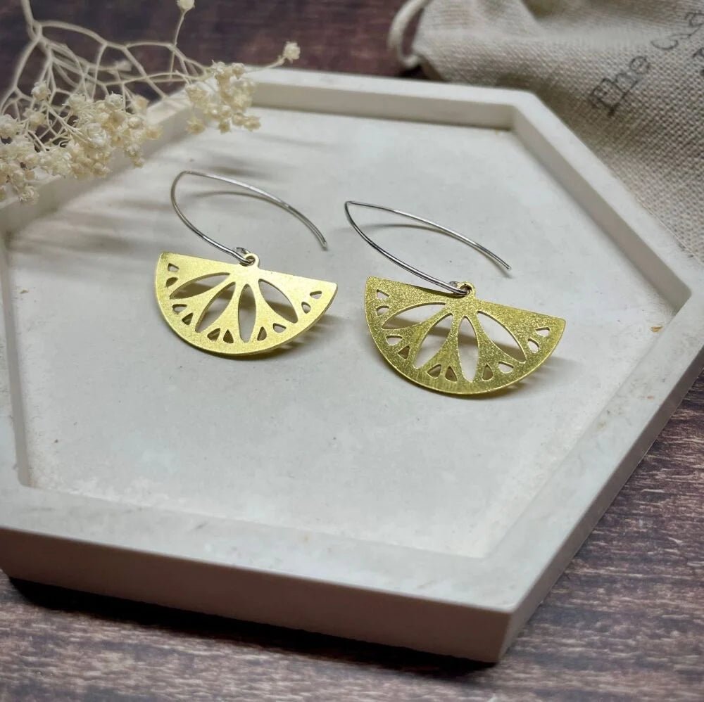 Large Assorted Shape Brass Earrings - LB016 D - Shaped Patterned - Uneeka