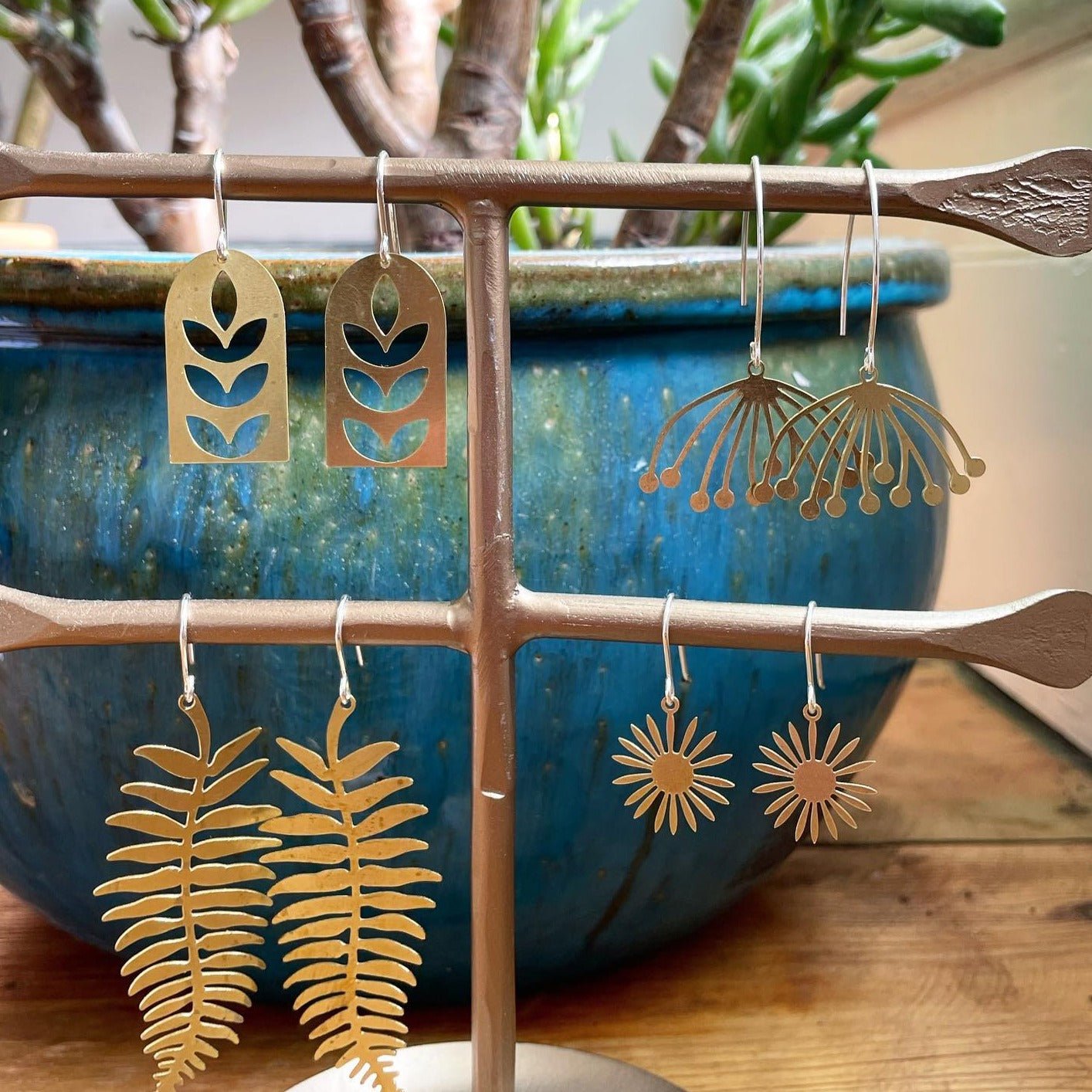 Large Assorted Shape Brass Earrings - LB001 - Uneeka