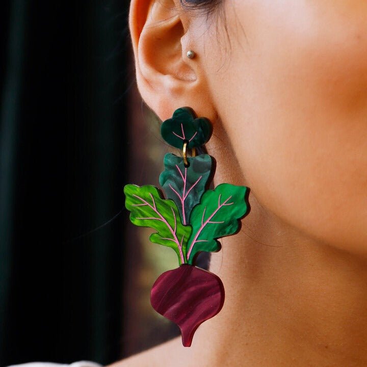 Large Beetroot Statement Earrings - GC230101E - Uneeka