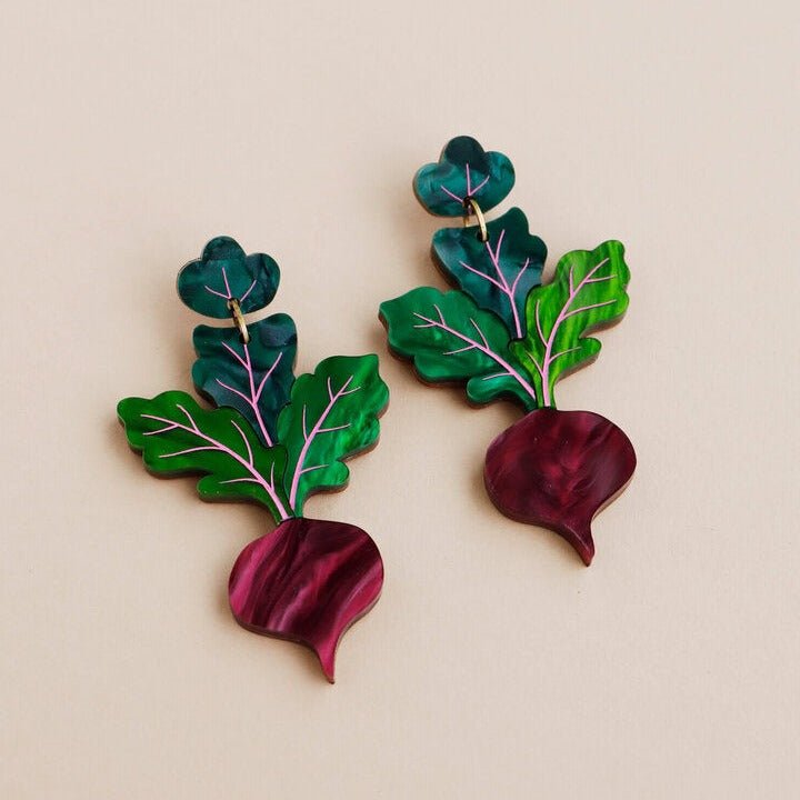 Large Beetroot Statement Earrings - GC230101E - Uneeka