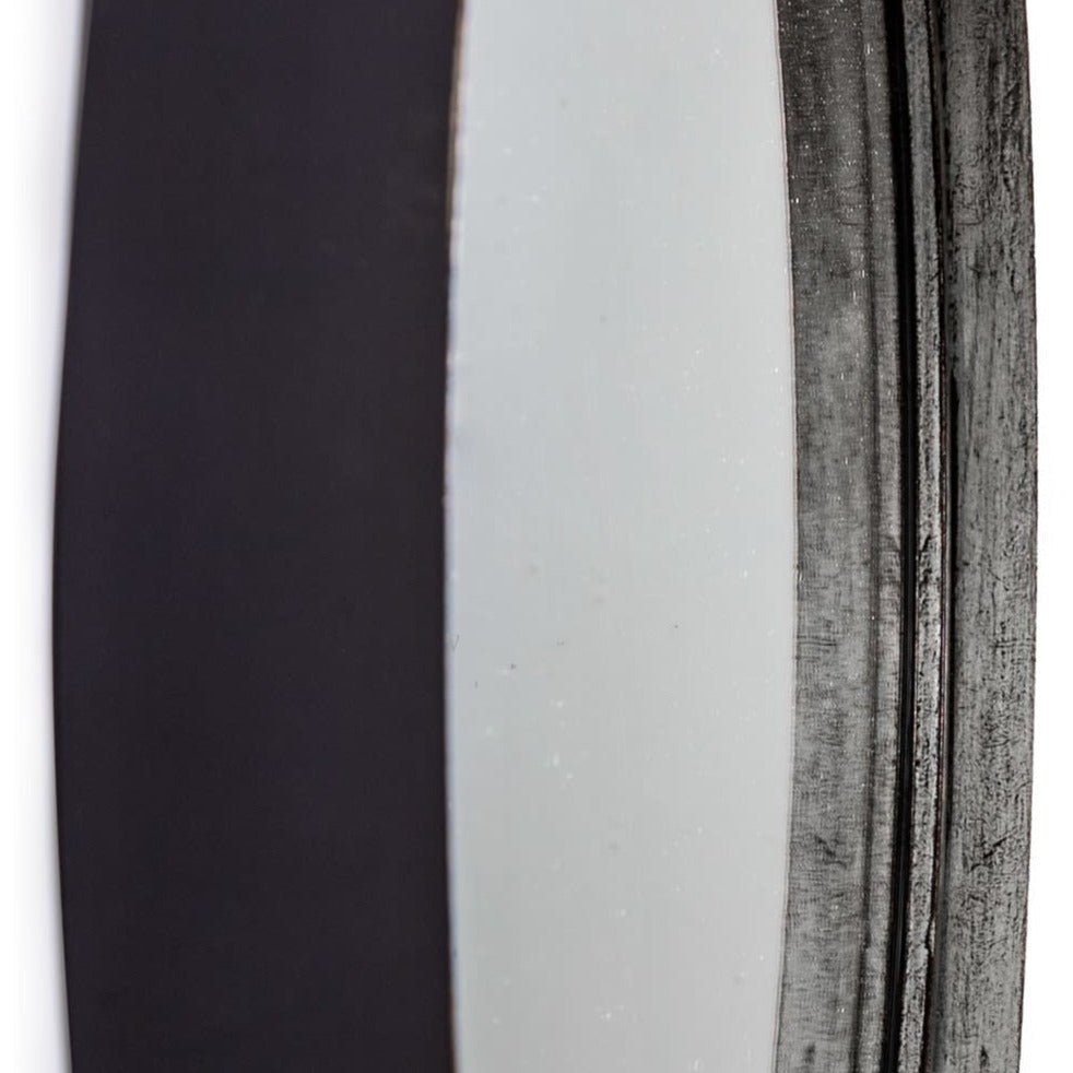 Large Black & Pewter Deep Framed Mirror - EM127 - Uneeka