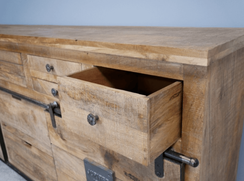 Large Industrial Mango Wood Sideboard - 6362 - Uneeka