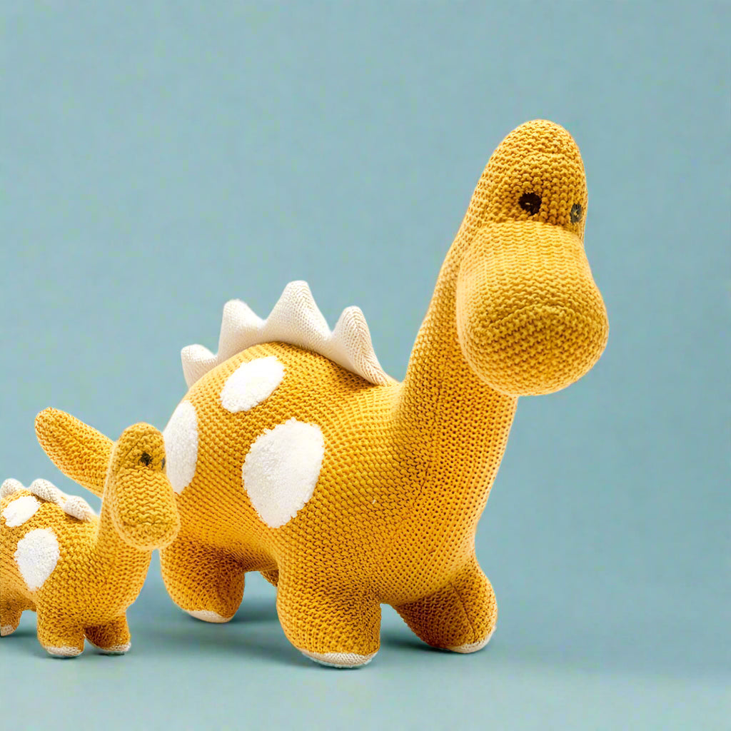 Large Knitted Organic Cotton Diplodocus Baby Toy - BY5831 - Uneeka
