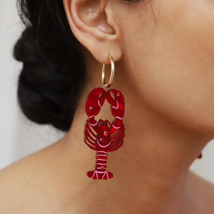 Large Lobster Statement Hoop Earrings - M241401SH - Uneeka