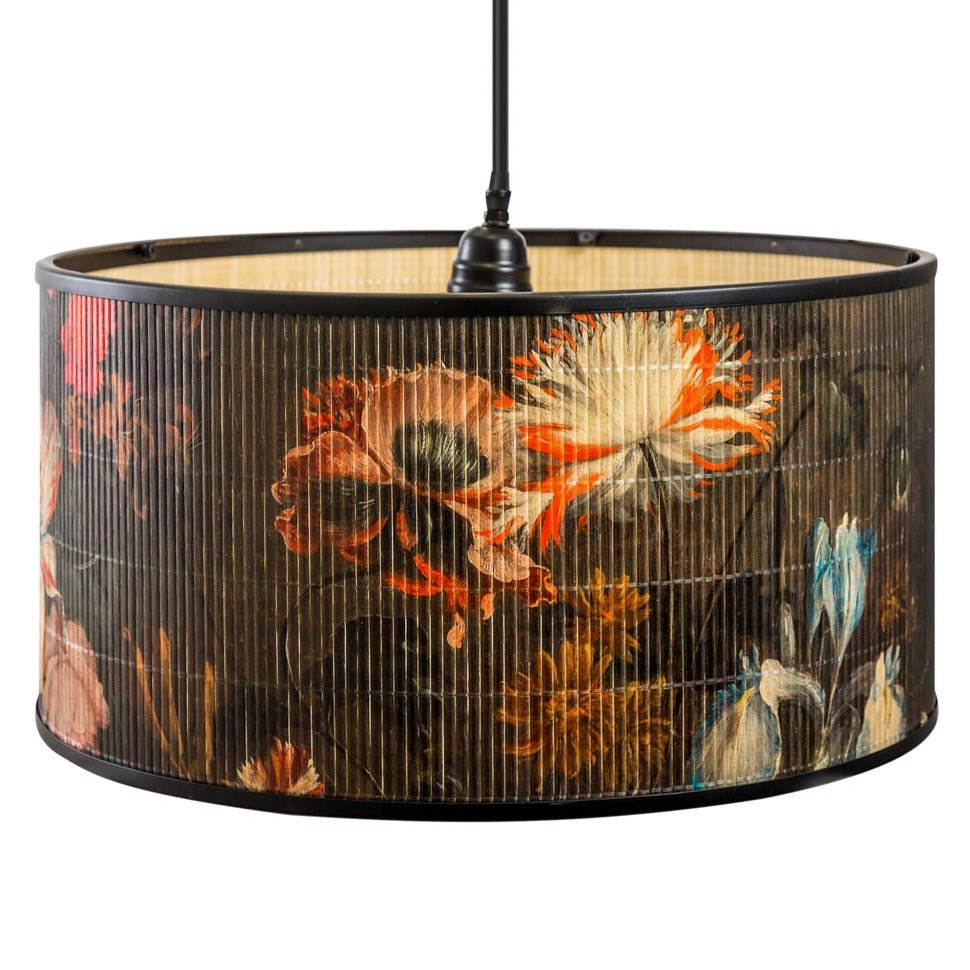 Large Yangzte Bamboo Black Floral Pendant Light Shade - HKL42 - Uneeka